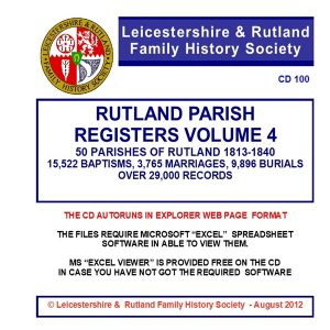 Rutland Parish Registers Vol 4 1813-1840.. CD 100