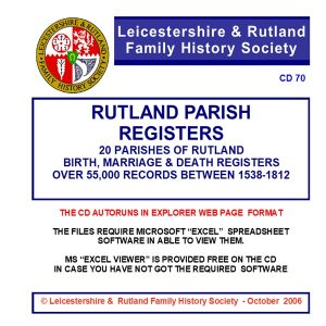 Rutland Parish Registers Vol 1. CD 70
