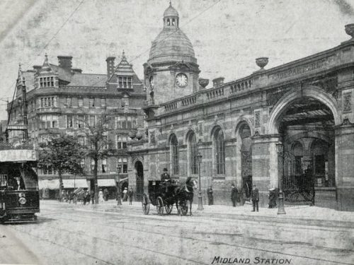 Midland Railway station exterior, London Road, Leicester 1900s